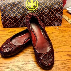 Tory Burch Burgundy Reva Flats